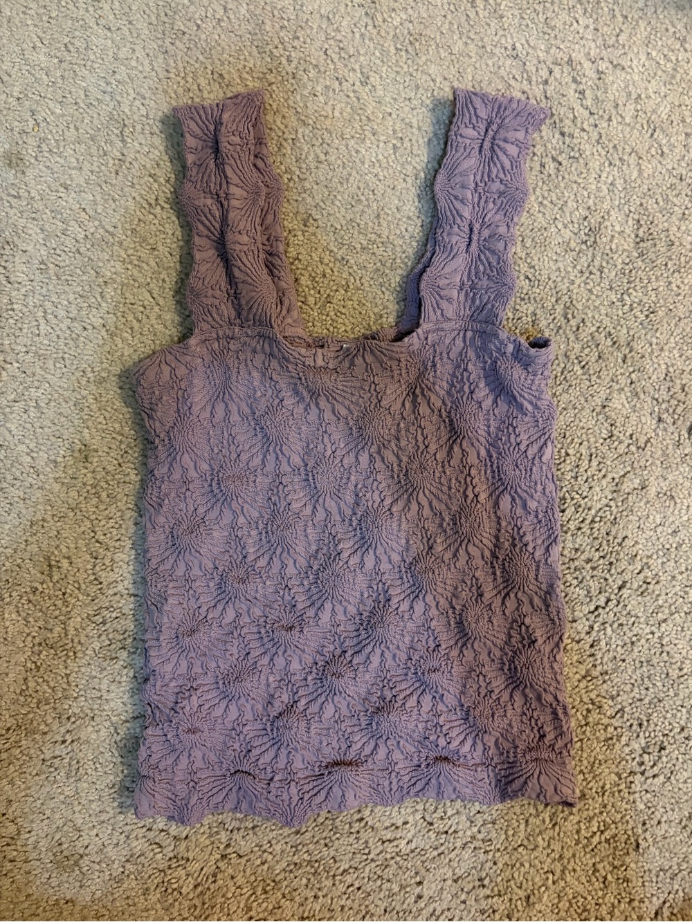 Lilac Textured Square-Neck Tank Top